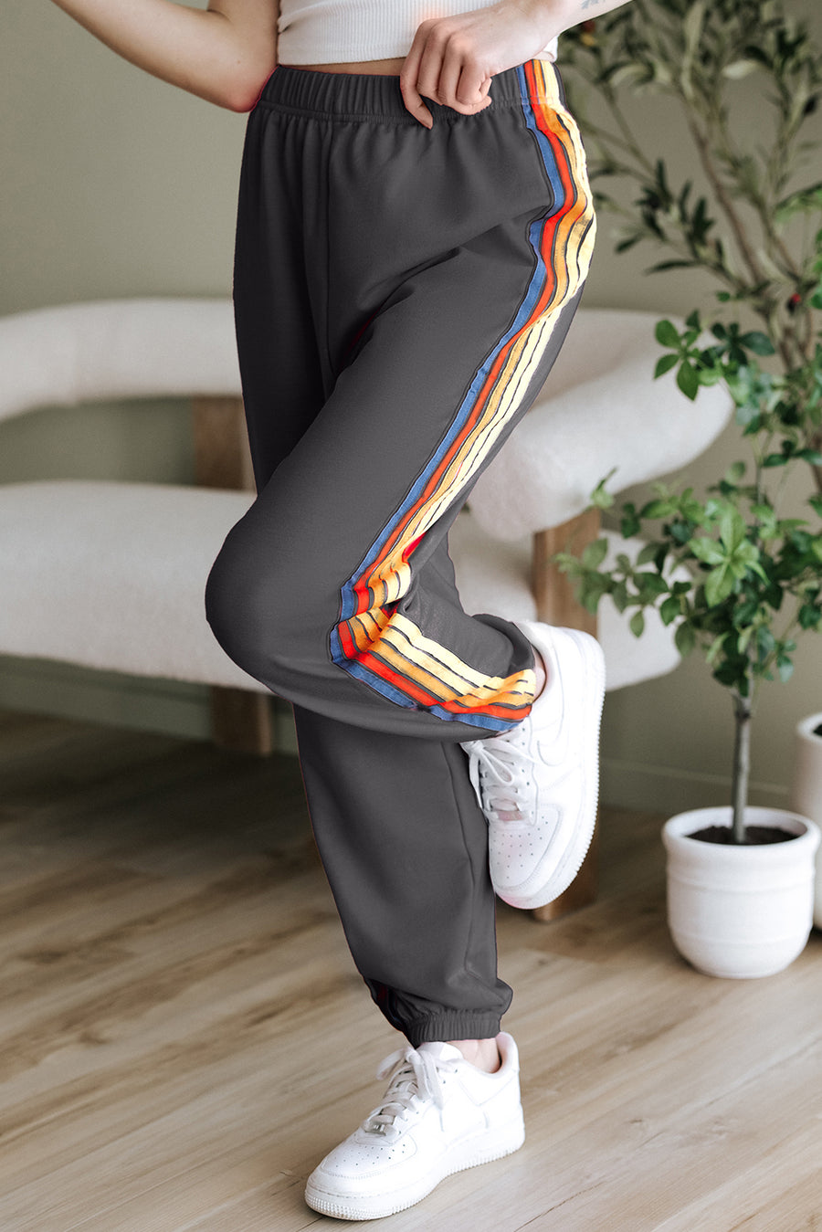 Bella Love Boutique California LLC Bottoms/Pants & Culotte Dark Grey Counting Rainbows High Waist Sweatpants