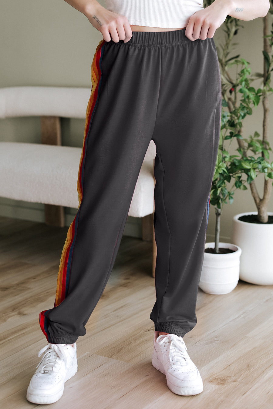 Bella Love Boutique California LLC Bottoms/Pants & Culotte Dark Grey Counting Rainbows High Waist Sweatpants