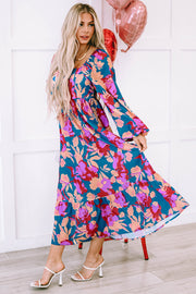 Bella Love Boutique California LLC Dresses/Floral Dresses Multicolour Floral Print Square Neck Ruffled High Waist Dress