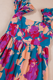 Bella Love Boutique California LLC Dresses/Floral Dresses Multicolour Floral Print Square Neck Ruffled High Waist Dress