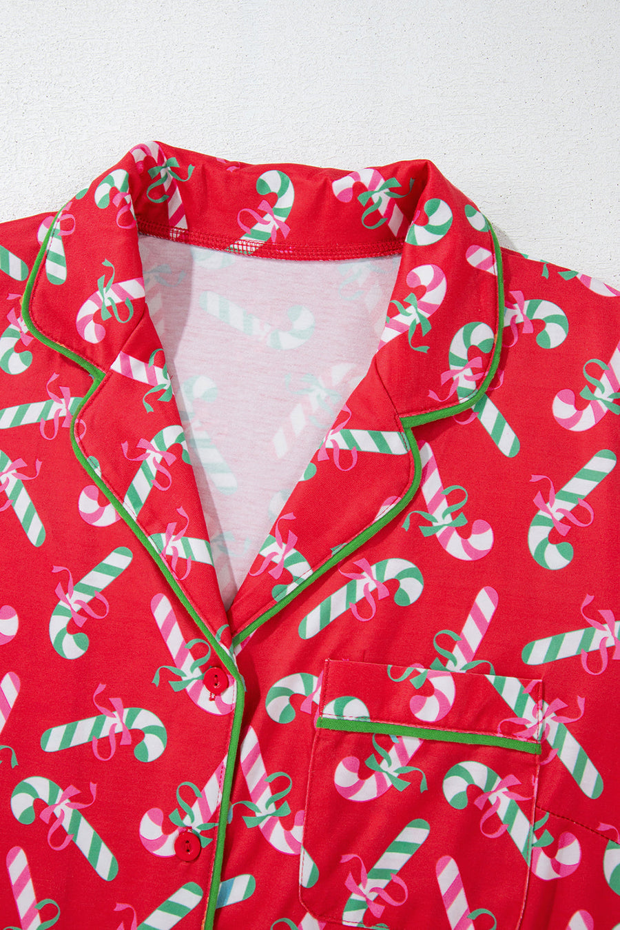 Bella Love Boutique California LLC Loungewear & Sleepwear/Sleepwear Pink Christmas Candy Cane Print Pocketed Knotted Pajama Set