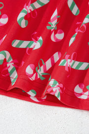 Bella Love Boutique California LLC Loungewear & Sleepwear/Sleepwear Pink Christmas Candy Cane Print Pocketed Knotted Pajama Set