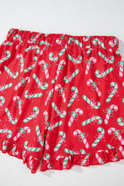 Bella Love Boutique California LLC Loungewear & Sleepwear/Sleepwear Pink Christmas Candy Cane Print Pocketed Knotted Pajama Set