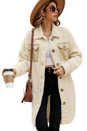 Bella Love Boutique California LLC Outerwear/Coats Blue Contrast Flap Pocket Single Breasted Teddy Coat