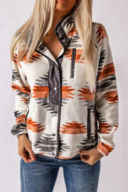 Bella Love Boutique California LLC Outerwear/Jackets Gray / S / 100%Polyester Gray Western Aztec Snap Buttoned Fleece Jacket