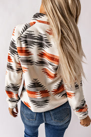 Bella Love Boutique California LLC Outerwear/Jackets Gray Western Aztec Snap Buttoned Fleece Jacket