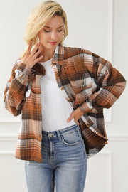 Bella Love Boutique California LLC Outerwear/Plaid Shackets Brown Plaid Flap Pockets Shacket