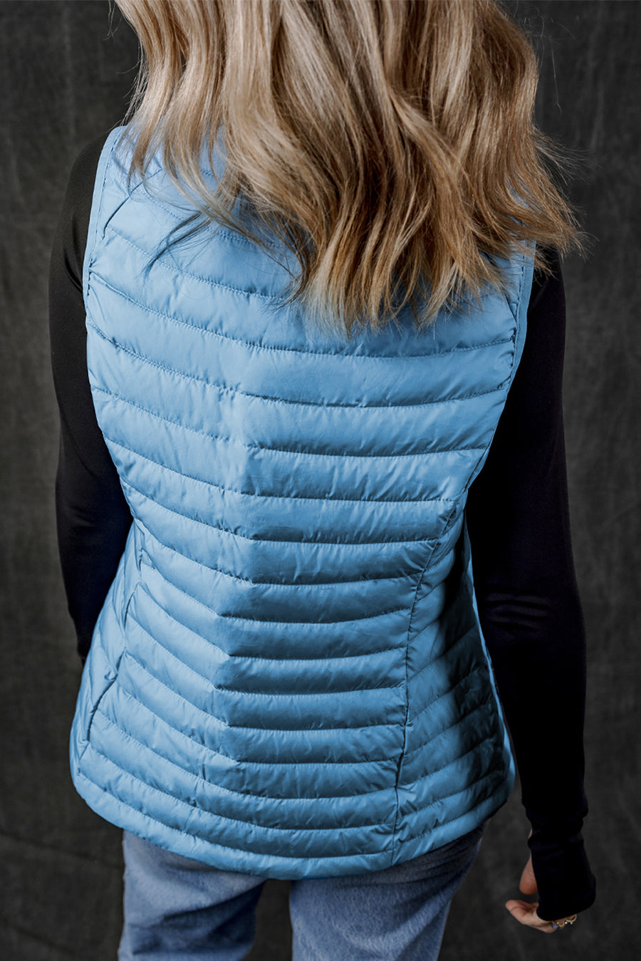 Bella Love Boutique California LLC Outerwear/Vests Sky Blue Plush Collared Quilted Zipped Puffer Vest