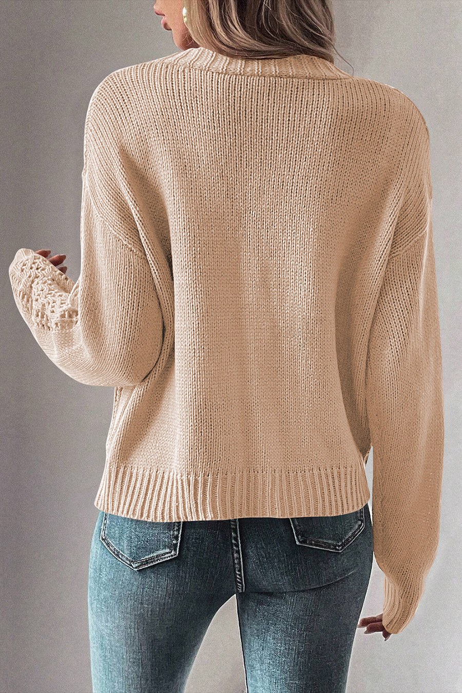 Bella Love Boutique California LLC Sweaters & Cardigans/Cardigans Dark Khaki Open Knit Drop Shoulder Sweater Cardigan