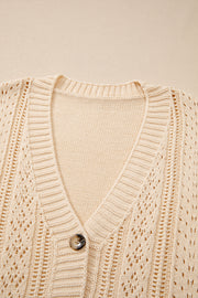 Bella Love Boutique California LLC Sweaters & Cardigans/Cardigans Dark Khaki Open Knit Drop Shoulder Sweater Cardigan