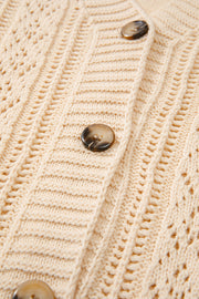 Bella Love Boutique California LLC Sweaters & Cardigans/Cardigans Dark Khaki Open Knit Drop Shoulder Sweater Cardigan