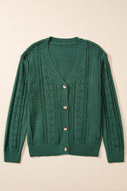 Bella Love Boutique California LLC Sweaters & Cardigans/Cardigans Dark Khaki Open Knit Drop Shoulder Sweater Cardigan