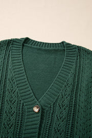 Bella Love Boutique California LLC Sweaters & Cardigans/Cardigans Dark Khaki Open Knit Drop Shoulder Sweater Cardigan