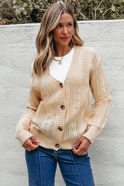 Bella Love Boutique California LLC Sweaters & Cardigans/Cardigans Dark Khaki Open Knit Drop Shoulder Sweater Cardigan