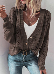 Bella Love Boutique California LLC Sweaters & Cardigans/Cardigans Dark Khaki Open Knit Drop Shoulder Sweater Cardigan