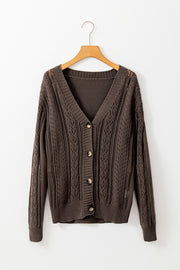 Bella Love Boutique California LLC Sweaters & Cardigans/Cardigans Dark Khaki Open Knit Drop Shoulder Sweater Cardigan