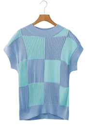 Bella Love Boutique California LLC Sweaters & Cardigans/Short Sleeve Sweaters Color Block Crew Neck Short Sleeve Sweater