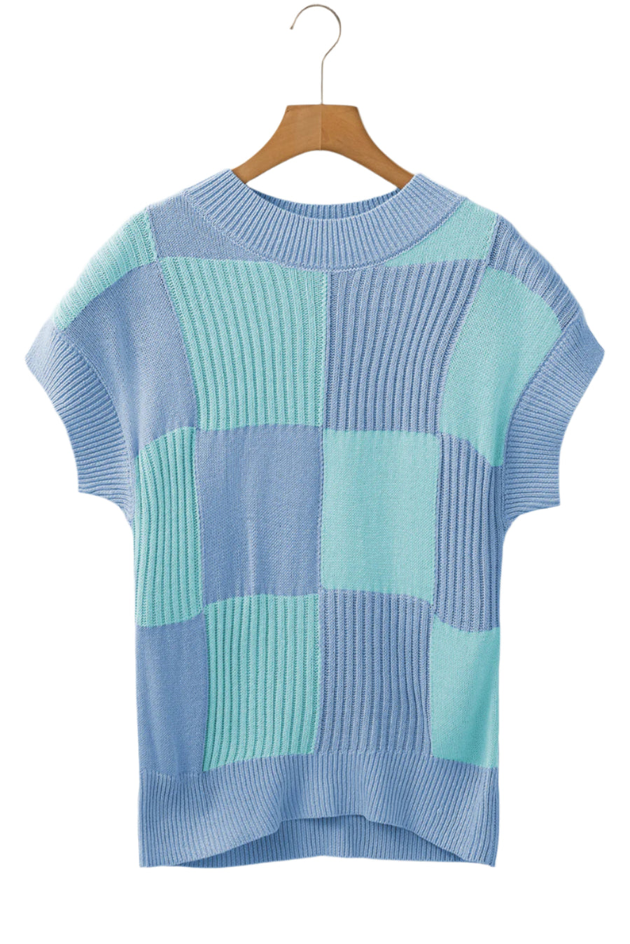 Bella Love Boutique California LLC Sweaters & Cardigans/Short Sleeve Sweaters Color Block Crew Neck Short Sleeve Sweater