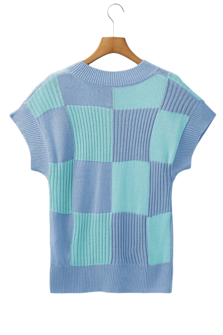 Bella Love Boutique California LLC Sweaters & Cardigans/Short Sleeve Sweaters Color Block Crew Neck Short Sleeve Sweater