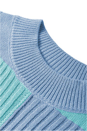 Bella Love Boutique California LLC Sweaters & Cardigans/Short Sleeve Sweaters Color Block Crew Neck Short Sleeve Sweater