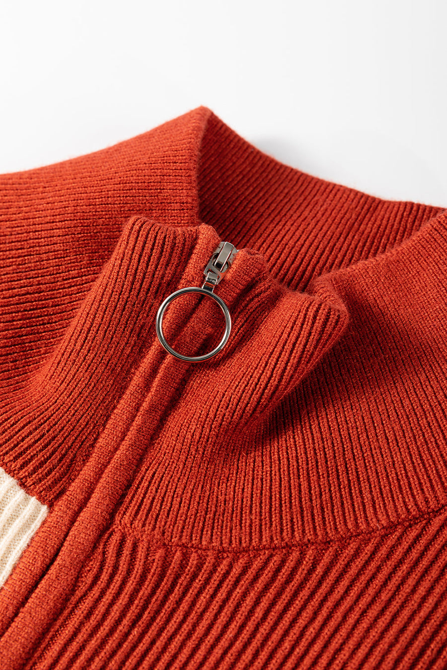 Bella Love Boutique California LLC Sweaters & Cardigans/Sweater Dresses Khaki Stripe Color Block Quarter Zip Collar Short Sleeve Sweater Dress