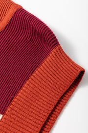 Bella Love Boutique California LLC Sweaters & Cardigans/Sweater Dresses Khaki Stripe Color Block Quarter Zip Collar Short Sleeve Sweater Dress