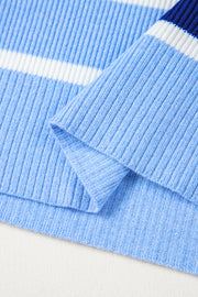Bella Love Boutique California LLC Sweaters & Cardigans/Sweater Vests Black Stripe Colorblock Quarter Zip Collar Sweater Vest