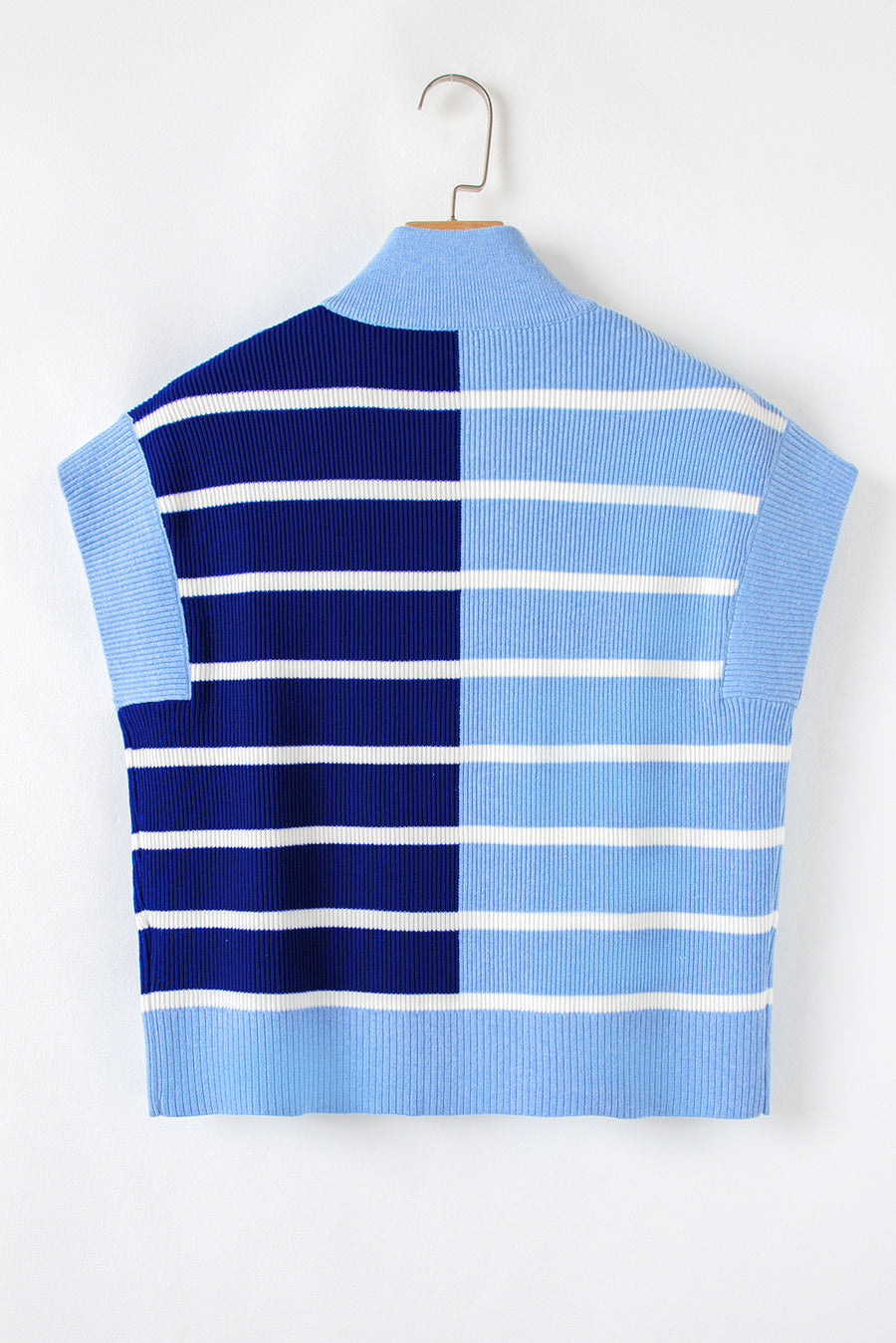 Bella Love Boutique California LLC Sweaters & Cardigans/Sweater Vests Black Stripe Colorblock Quarter Zip Collar Sweater Vest