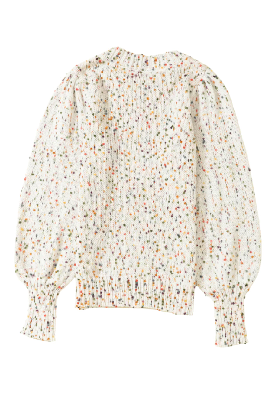 Bella Love Boutique California LLC Sweaters & Cardigans/Sweaters Beige Colorful Confetti Dots Cable Knit Crew Neck Sweater