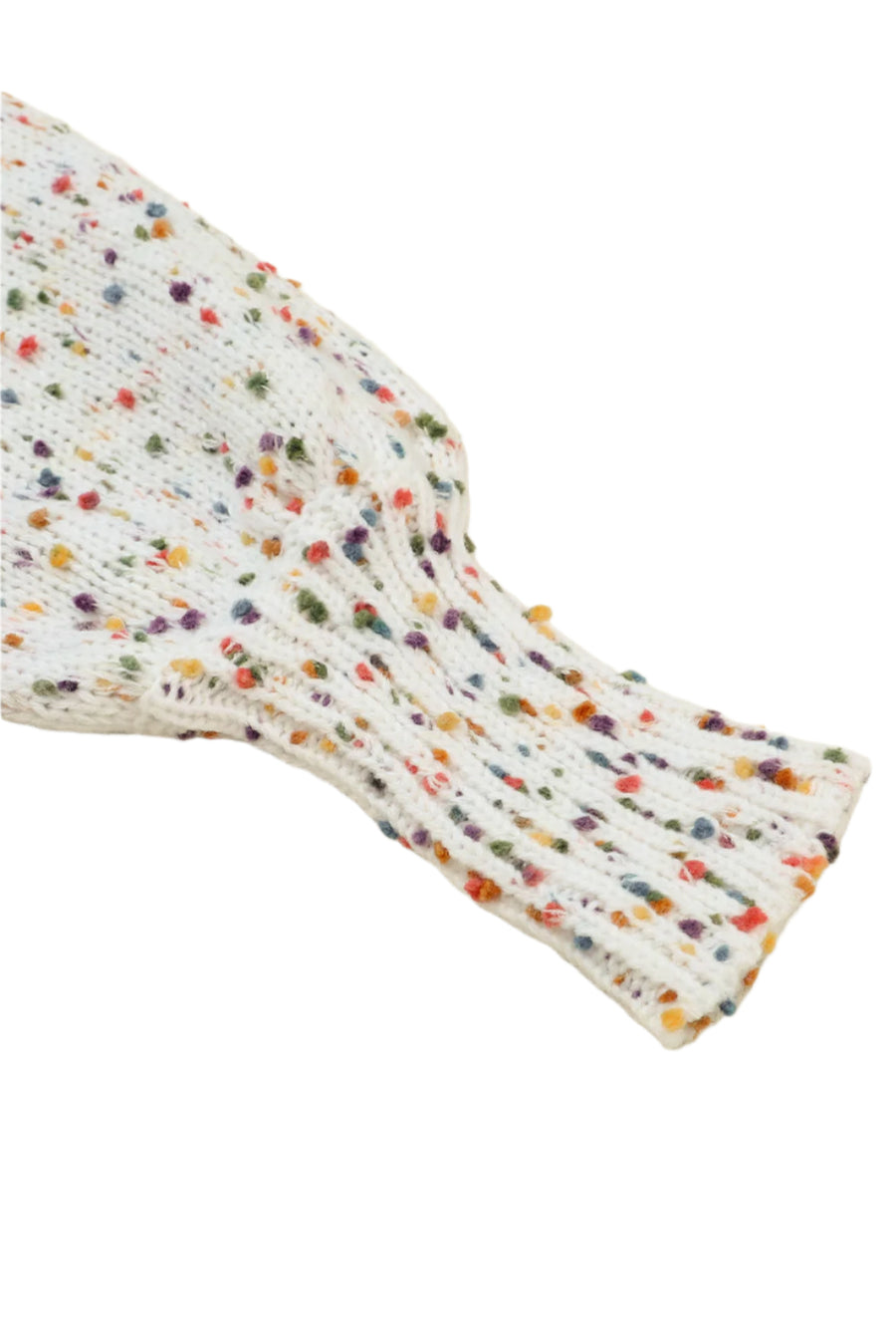 Bella Love Boutique California LLC Sweaters & Cardigans/Sweaters Beige Colorful Confetti Dots Cable Knit Crew Neck Sweater
