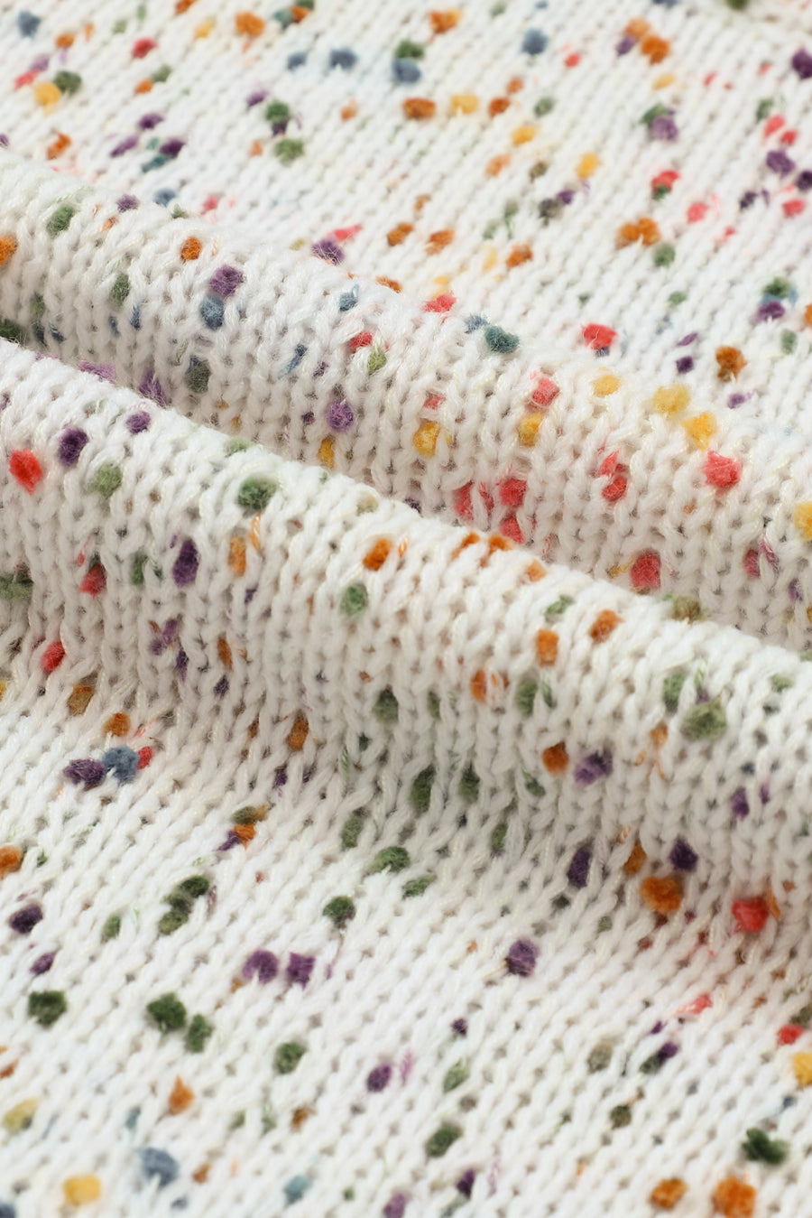 Bella Love Boutique California LLC Sweaters & Cardigans/Sweaters Beige Colorful Confetti Dots Cable Knit Crew Neck Sweater