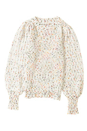 Bella Love Boutique California LLC Sweaters & Cardigans/Sweaters Beige Colorful Confetti Dots Cable Knit Crew Neck Sweater