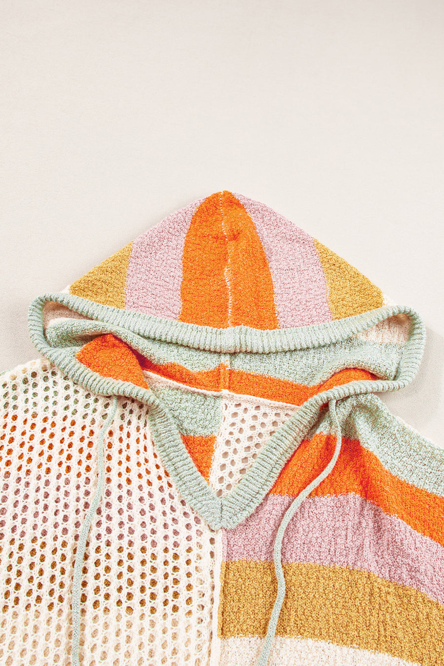 Bella Love Boutique California LLC Sweaters & Cardigans/Sweaters Beige Oversized Colorblock V Neck Hooded Sweater