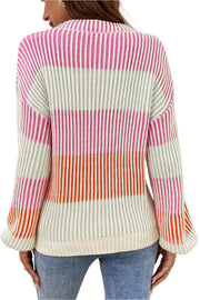 Bella Love Boutique California LLC Sweaters & Cardigans/Sweaters Colorblock Textured Knit Bubble Sleeve Sweater