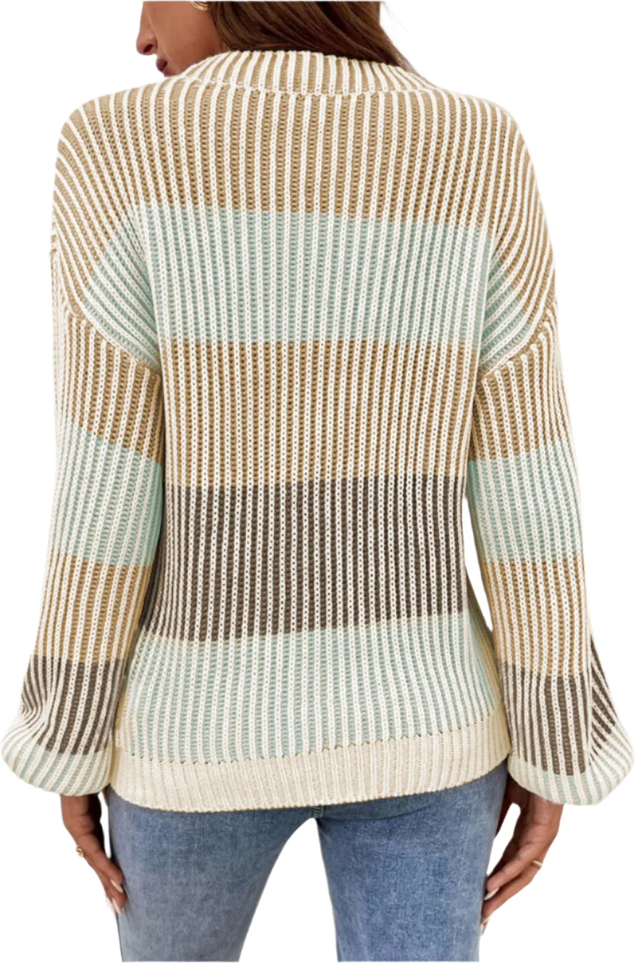 Bella Love Boutique California LLC Sweaters & Cardigans/Sweaters Colorblock Textured Knit Bubble Sleeve Sweater