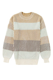 Bella Love Boutique California LLC Sweaters & Cardigans/Sweaters Colorblock Textured Knit Bubble Sleeve Sweater