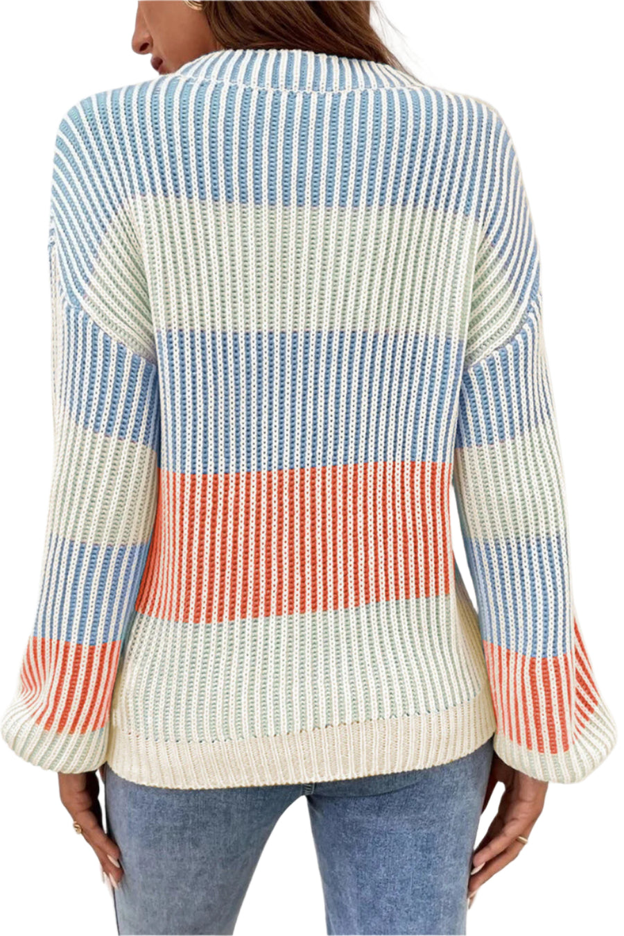 Bella Love Boutique California LLC Sweaters & Cardigans/Sweaters Colorblock Textured Knit Bubble Sleeve Sweater