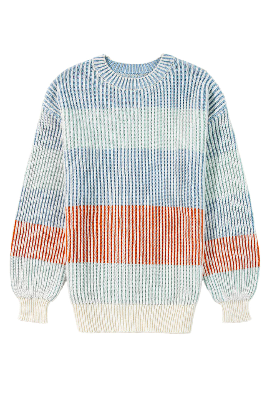 Bella Love Boutique California LLC Sweaters & Cardigans/Sweaters Colorblock Textured Knit Bubble Sleeve Sweater