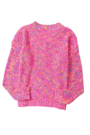 Bella Love Boutique California LLC Sweaters & Cardigans/Sweaters Dark Pink Colorful Spots Knitted V Neck Casual Sweater