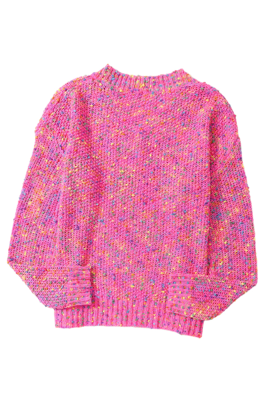 Bella Love Boutique California LLC Sweaters & Cardigans/Sweaters Dark Pink Colorful Spots Knitted V Neck Casual Sweater