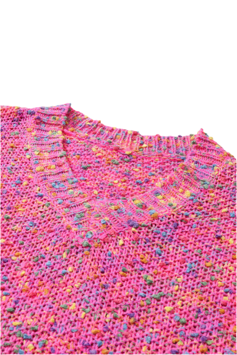 Bella Love Boutique California LLC Sweaters & Cardigans/Sweaters Dark Pink Colorful Spots Knitted V Neck Casual Sweater