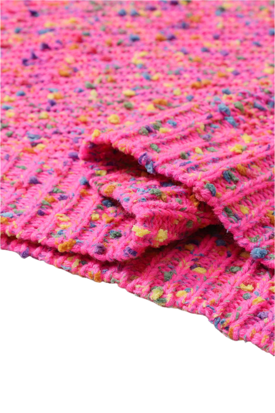 Bella Love Boutique California LLC Sweaters & Cardigans/Sweaters Dark Pink Colorful Spots Knitted V Neck Casual Sweater