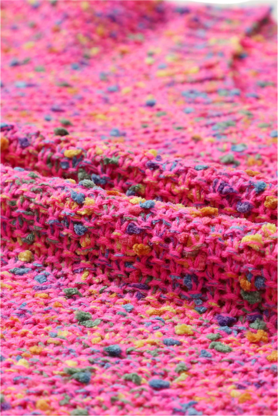 Bella Love Boutique California LLC Sweaters & Cardigans/Sweaters Dark Pink Colorful Spots Knitted V Neck Casual Sweater