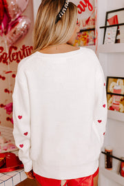 Bella Love Boutique California LLC Sweaters & Cardigans/Sweaters Heart Shape Drop Shoulder Round Neck Sweater