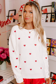 Bella Love Boutique California LLC Sweaters & Cardigans/Sweaters Heart Shape Drop Shoulder Round Neck Sweater