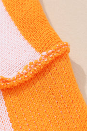 Bella Love Boutique California LLC Sweaters & Cardigans/Sweaters Orange Checkered Bishop Sleeve Sweater