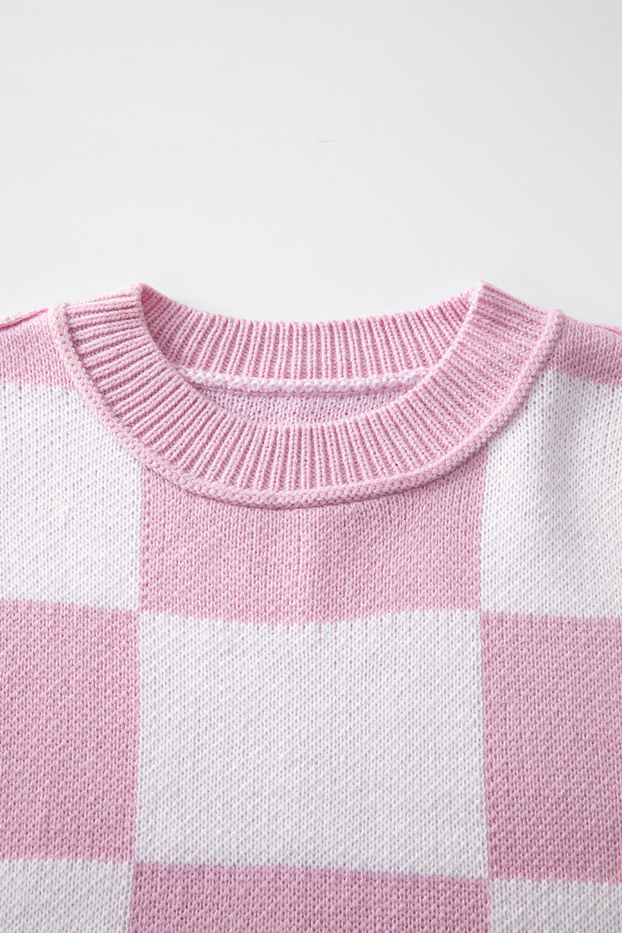 Bella Love Boutique California LLC Sweaters & Cardigans/Sweaters Pink Checkered Bishop Sleeve Sweater