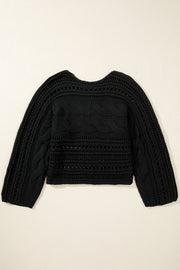 Bella Love Boutique California LLC Sweaters & Cardigans/Sweaters Smoke Gray Hollow-out Cable Knit Cropped Sweater