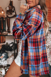 Bella Love Boutique California LLC Tops/Blouses & Shirts Jemmaleigh Red Plaid Print Loose Vintage Shirt