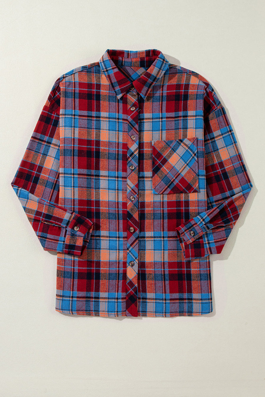 Bella Love Boutique California LLC Tops/Blouses & Shirts Jemmaleigh Red Plaid Print Loose Vintage Shirt